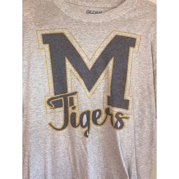 M Tigers Graphic Heather Gray T-Shirt Gildan L Cotton/Polyester Blend - Picture 2 of 4